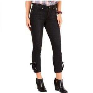 EUC Tommy Hilfiger Tribeca Black Skinny Crop Jeans Size 6 Hilfiger Jeans Lace Up